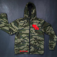 Load image into Gallery viewer, Camo &quot;LXVE over Hxte&quot; windbreaker
